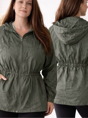 Zella Olive Drawstring Hooded Utility Jacket